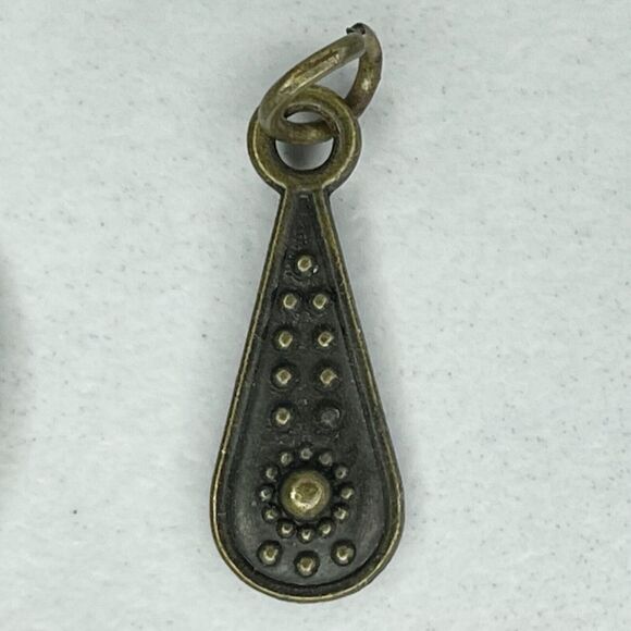 Bronze Tone Small Studded Teardrop Upcycled Pendant Charm - Picture 4 of 5